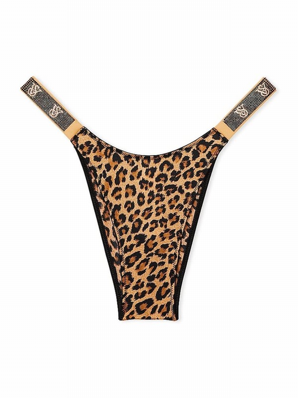 Leopard / Brown Victoria Secret Brazilian Shine Strap Underwear | IJPXN0128