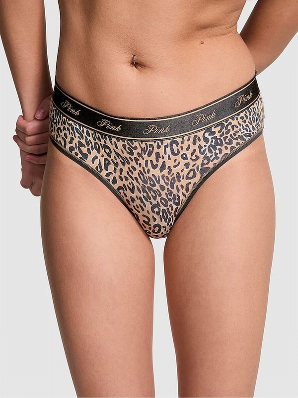 Leopard / Brown Victoria Secret Hipster Cotton Logo Underwear | DXYIW5986