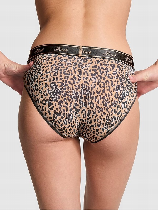 Leopard / Brown Victoria Secret Hipster Cotton Logo Underwear | DXYIW5986