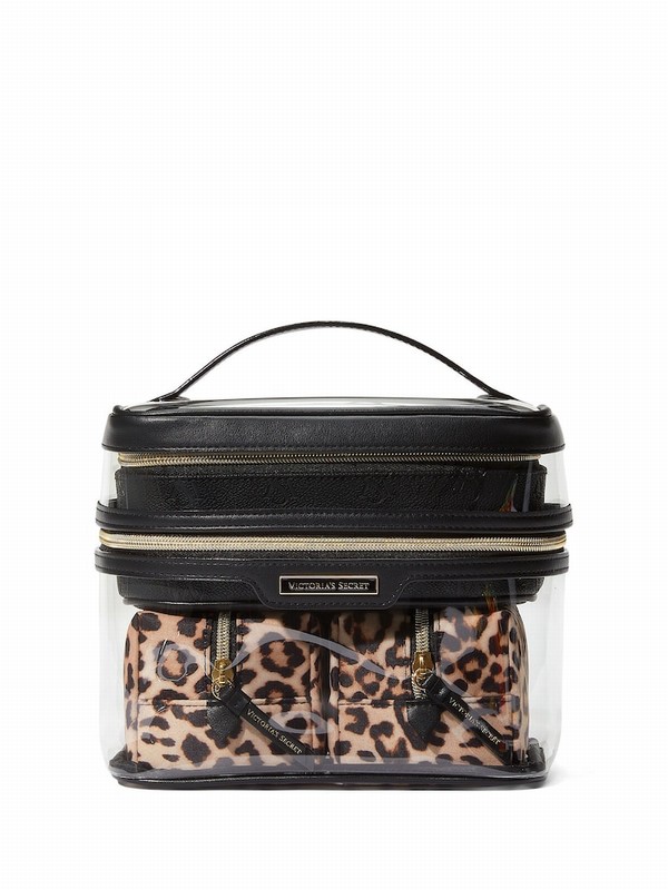 Leopard / Brown Victoria Secret Luxe 4 in 1 Makeup Bag | YEZSR4389