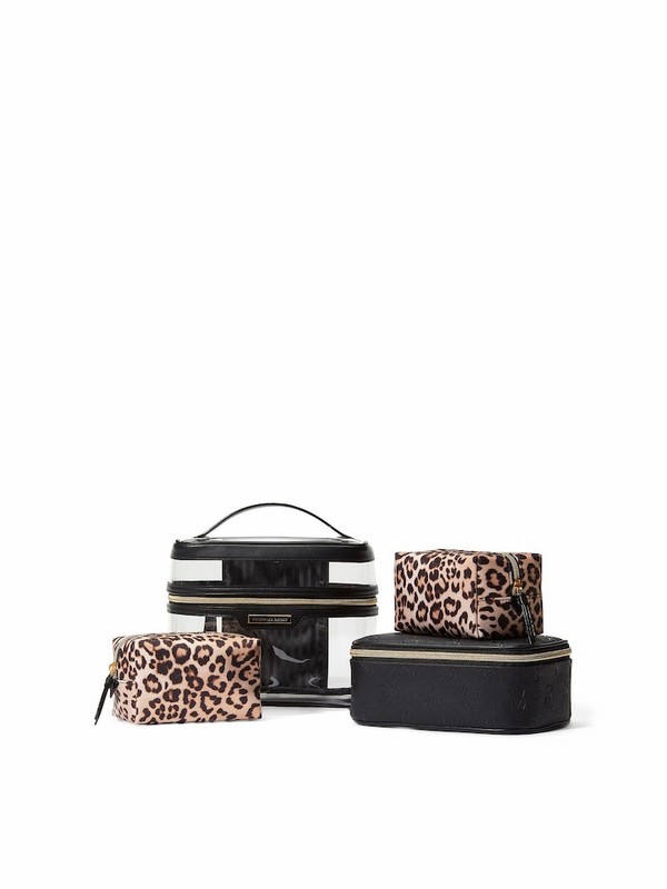 Leopard / Brown Victoria Secret Luxe 4 in 1 Makeup Bag | YEZSR4389