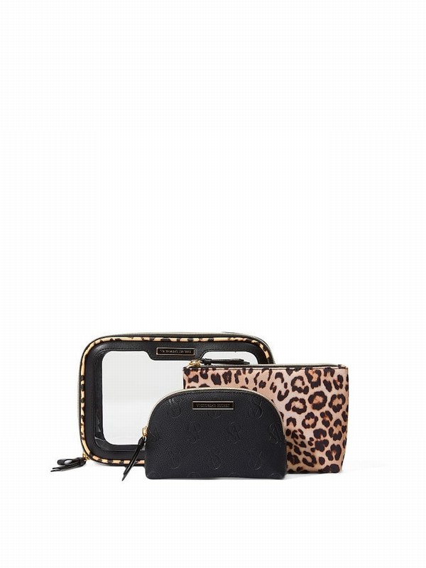 Leopard / Brown Victoria Secret Luxe Getaway Trio Makeup Bag | STZNB8195