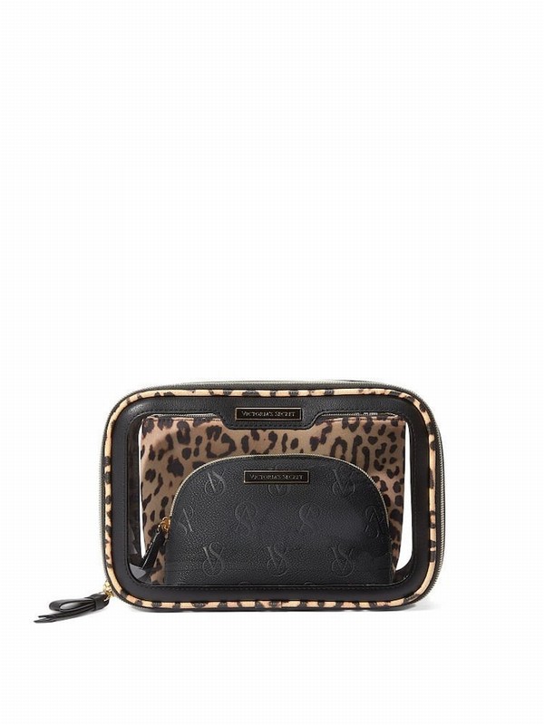 Leopard / Brown Victoria Secret Luxe Getaway Trio Makeup Bag | STZNB8195