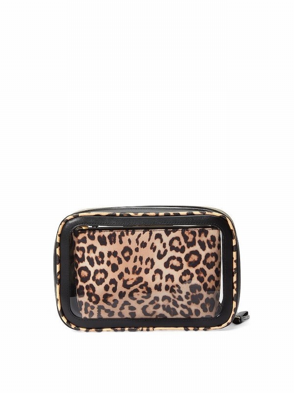 Leopard / Brown Victoria Secret Luxe Getaway Trio Makeup Bag | STZNB8195