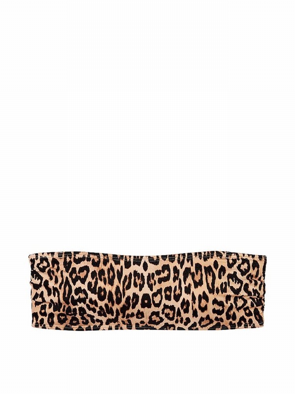 Leopard / Brown Victoria Secret Strapless Archive Macrame Bikini Top | JYPIC8643