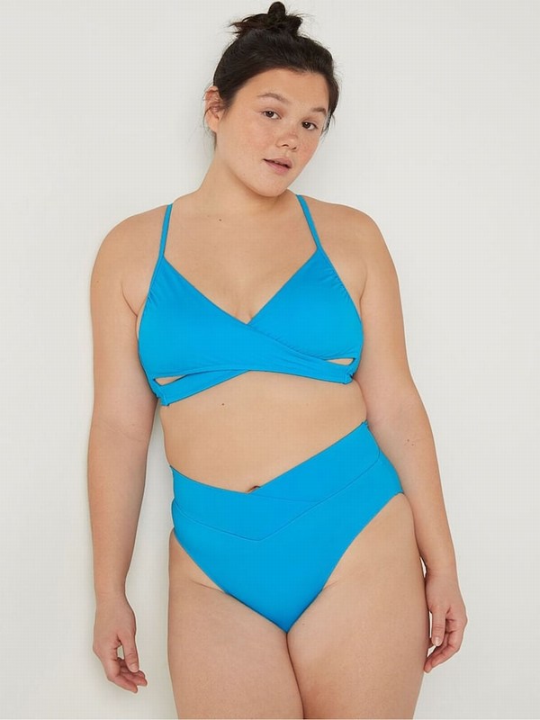 Light Blue Victoria Secret Bright Marine Cross Over Bikini Bottom | HYFER2967