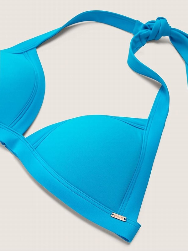 Light Blue Victoria Secret Bright Marine PushUp Triangle Bikini Top | KHIBD8014