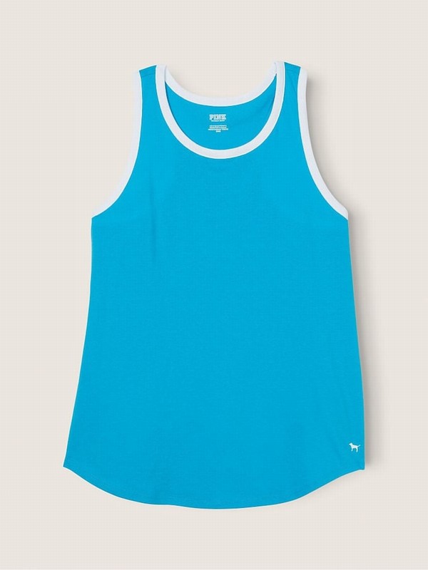 Light Blue Victoria Secret Bright Marine Everyday Ringer Tank Tops | HCXEY3081