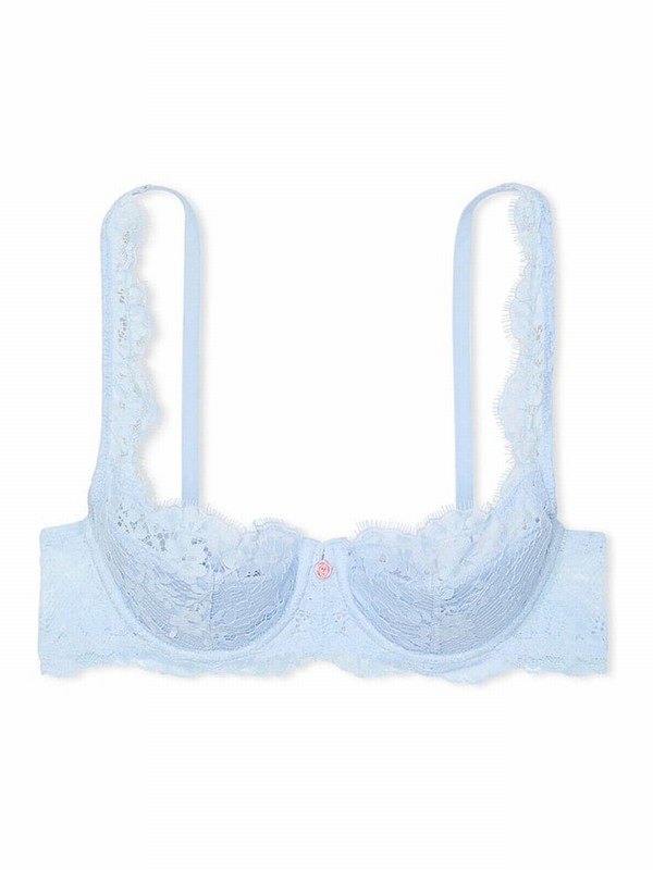 Light Blue Victoria Secret Lace Lightly Lined Balcony Bras | WQPHG3190