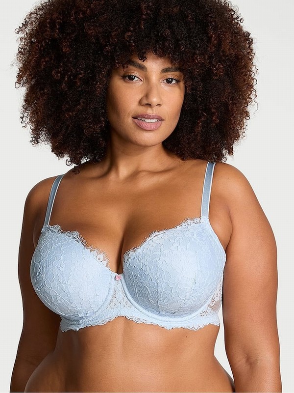Light Blue Victoria Secret Lace Lightly Lined Demi Bras | NFLRI5172