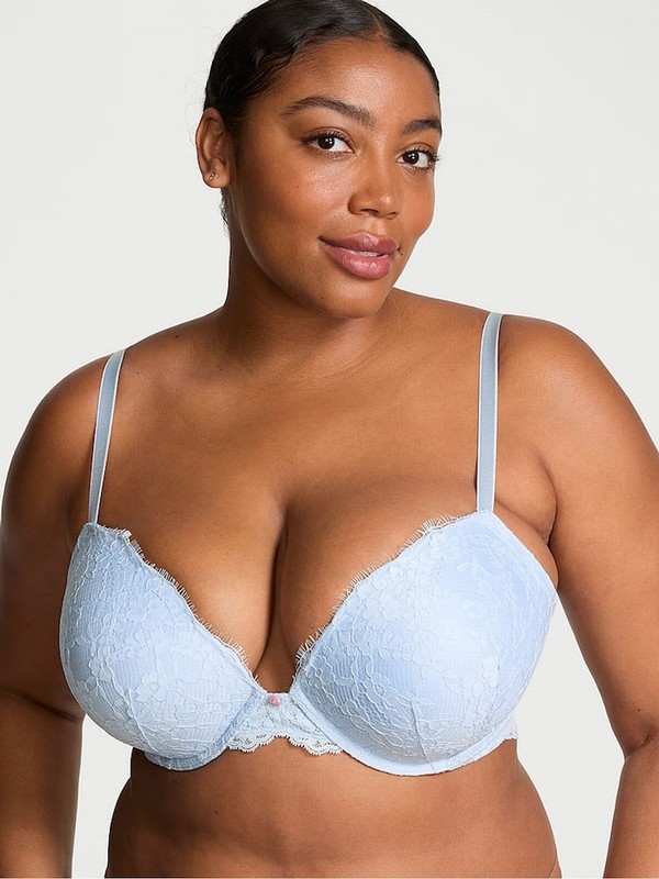 Light Blue Victoria Secret Lace Push Up Bras | TYVXA4870