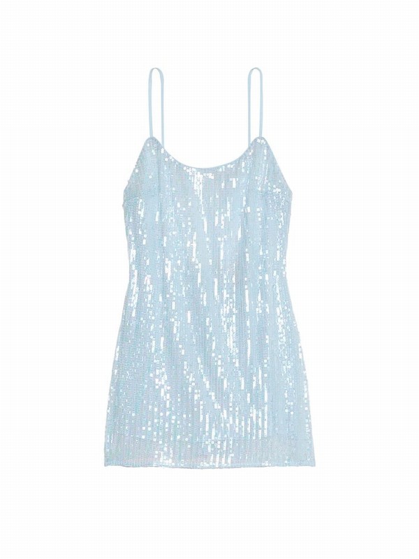 Light Blue Victoria Secret Sequin Slip Lingerie | VZKBN6491