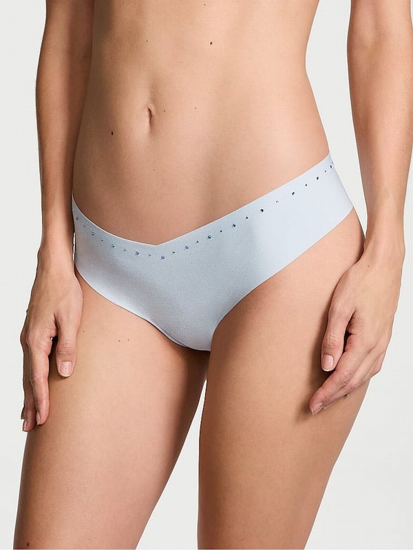 Light Blue Victoria Secret Thong Shine Trim Underwear | GHADE9237