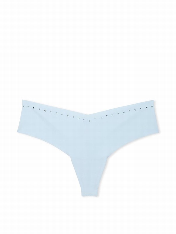 Light Blue Victoria Secret Thong Shine Trim Underwear | GHADE9237