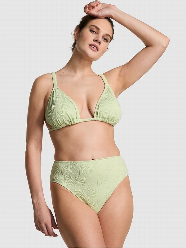 Light Green / Cream / Green Victoria Secret Lime Cream High Waisted Bikini Bottom | LWHAJ7693
