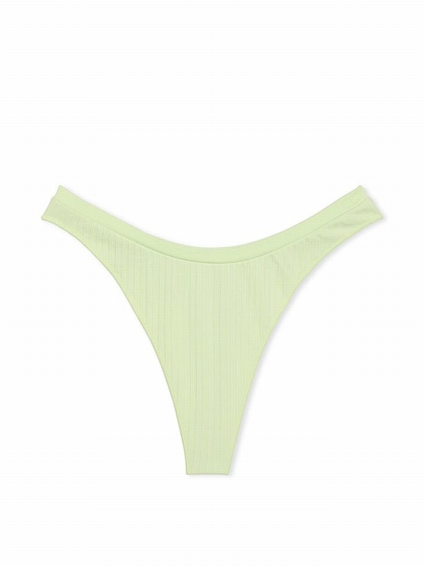 Light Green / Cream / Green / Blue Victoria Secret Lime Cream Denim Thong Underwear | MKVQY2394