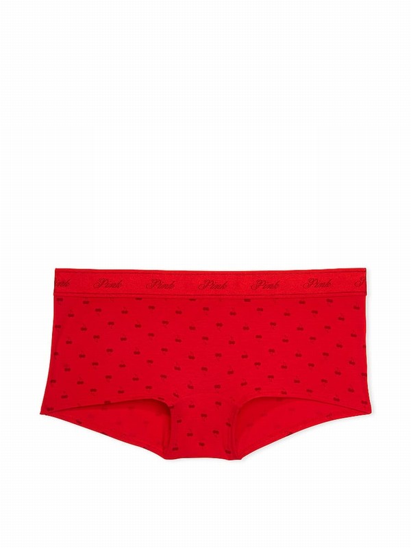 Light Red Victoria Secret Bright Vermillion Cherries Cotton Logo Underwear | EDQFV8341