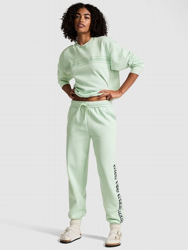 Mint / Green Victoria Secret Mint Aspen Cuffed Fleece Joggers | NLWZJ4186