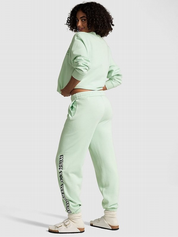 Mint / Green Victoria Secret Mint Aspen Cuffed Fleece Joggers | NLWZJ4186