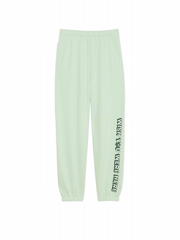 Mint / Green Victoria Secret Mint Aspen Cuffed Fleece Joggers | NLWZJ4186
