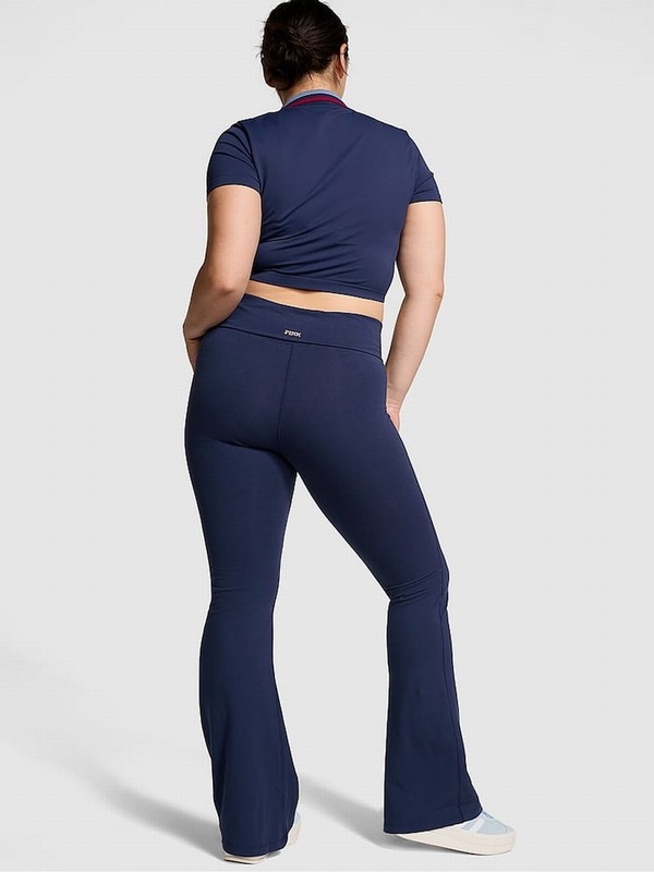 Navy / Blue Victoria Secret Midnight Diamante Cotton Foldover Flare Leggings | GXNYS9587