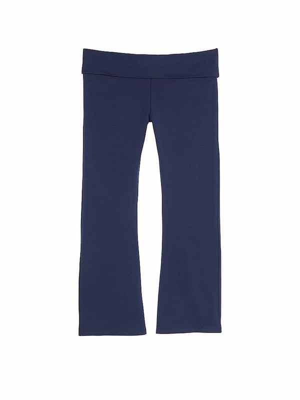 Navy / Blue Victoria Secret Midnight Diamante Cotton Foldover Flare Leggings | GXNYS9587