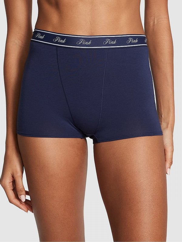 Navy / Blue Victoria Secret Midnight High Waist Cotton Logo Underwear | INROZ7156