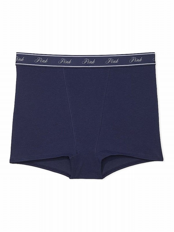 Navy / Blue Victoria Secret Midnight High Waist Cotton Logo Underwear | INROZ7156