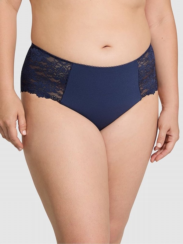 Navy / Blue Victoria Secret Midnight Lace Trim Cheeky No Show Underwear | ETSDF2619