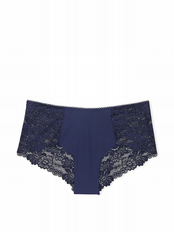 Navy / Blue Victoria Secret Midnight Lace Trim Cheeky No Show Underwear | ETSDF2619