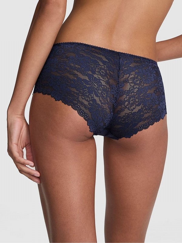 Navy / Blue Victoria Secret Midnight Lace Trim Hipster No Show Underwear | XFTNI4167
