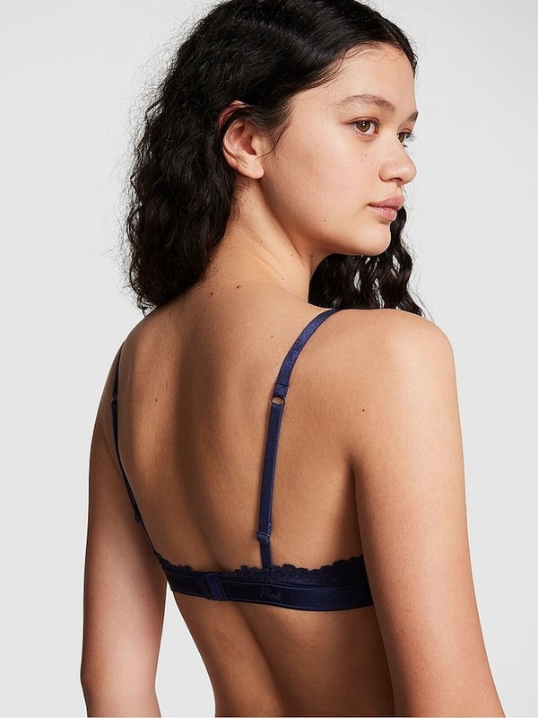 Navy / Blue Victoria Secret Midnight Lace Balcony Eyelet Bras | GPZHY8749
