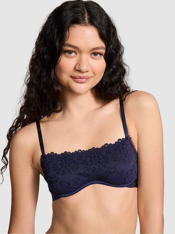 Navy / Blue Victoria Secret Midnight Lace Eyelet Bras | PVOBQ3289
