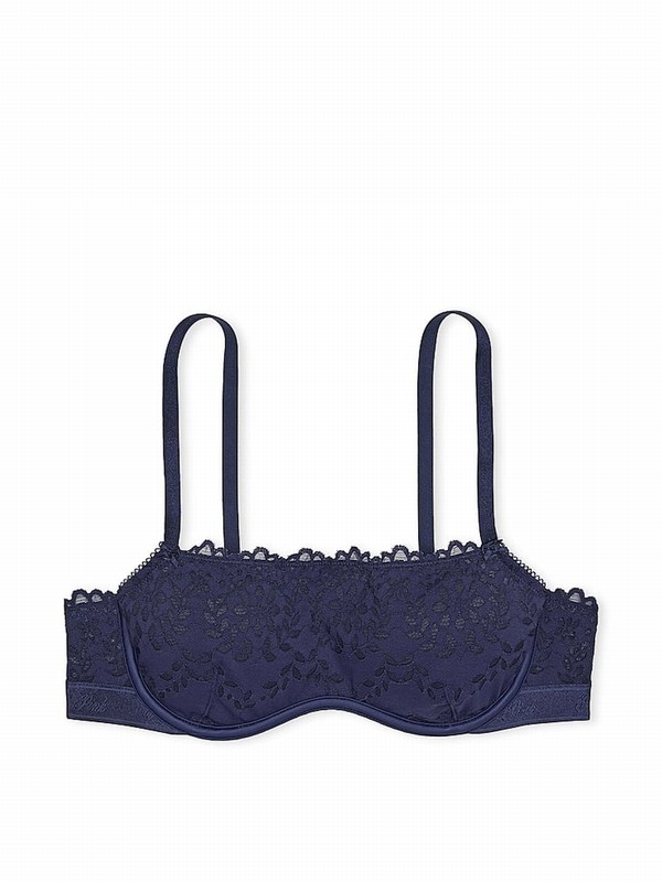 Navy / Blue Victoria Secret Midnight Lace Eyelet Bras | PVOBQ3289