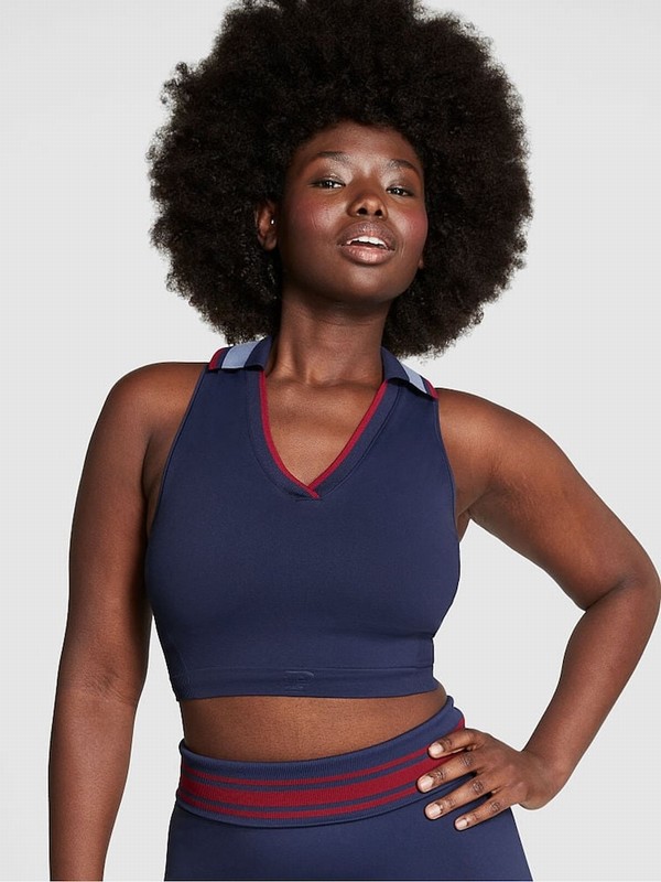 Navy / Blue Victoria Secret Midnight Polo Tops | WXCYN3842