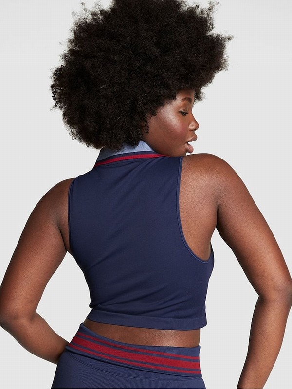 Navy / Blue Victoria Secret Midnight Polo Tops | WXCYN3842