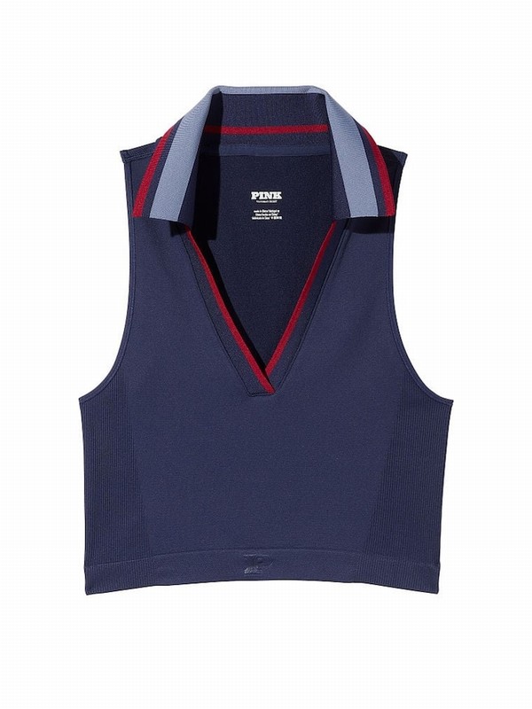 Navy / Blue Victoria Secret Midnight Polo Tops | WXCYN3842