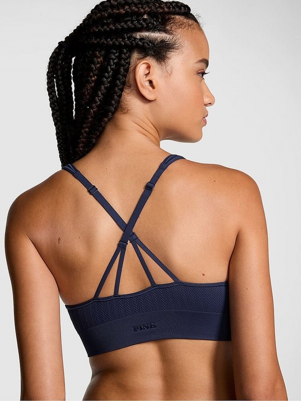 Navy / Blue Victoria Secret Midnight Seamless Cable Knit Bras | HTJDK5876