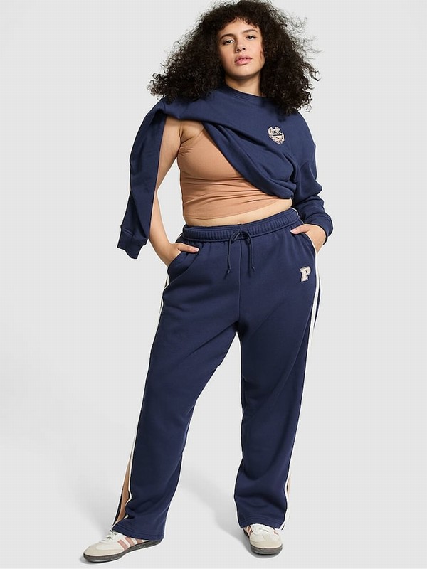 Navy / Blue Victoria Secret Midnight Wide Leg Fleece Joggers | PYBGU9213