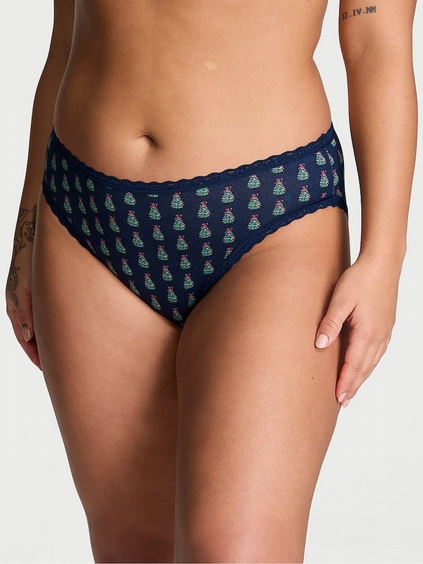 Navy / Blue Victoria Secret Noir Christmas Tree Brief Underwear | SZRGH6158