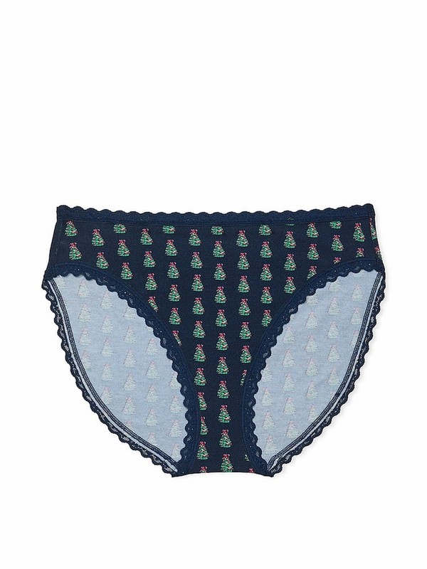 Navy / Blue Victoria Secret Noir Christmas Tree Brief Underwear | SZRGH6158