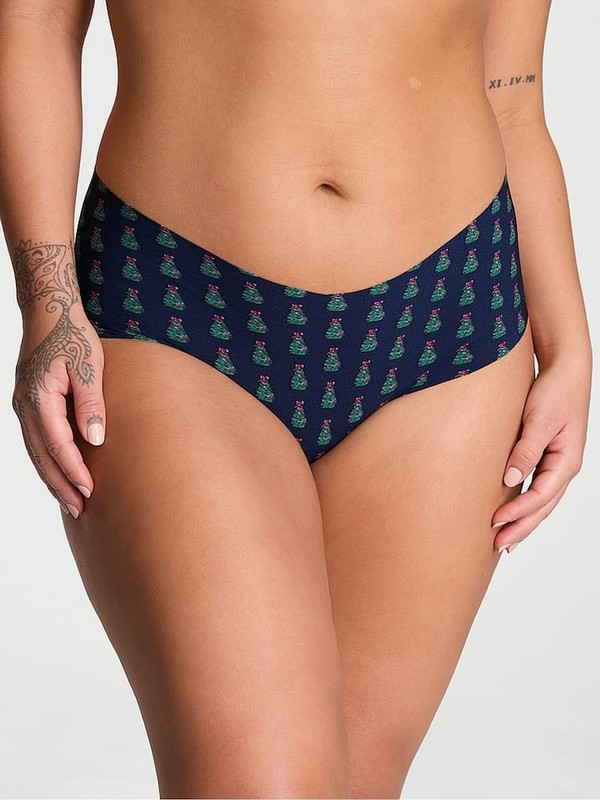 Navy / Blue Victoria Secret Noir Christmas Tree Cheeky Underwear | EUHZR1765