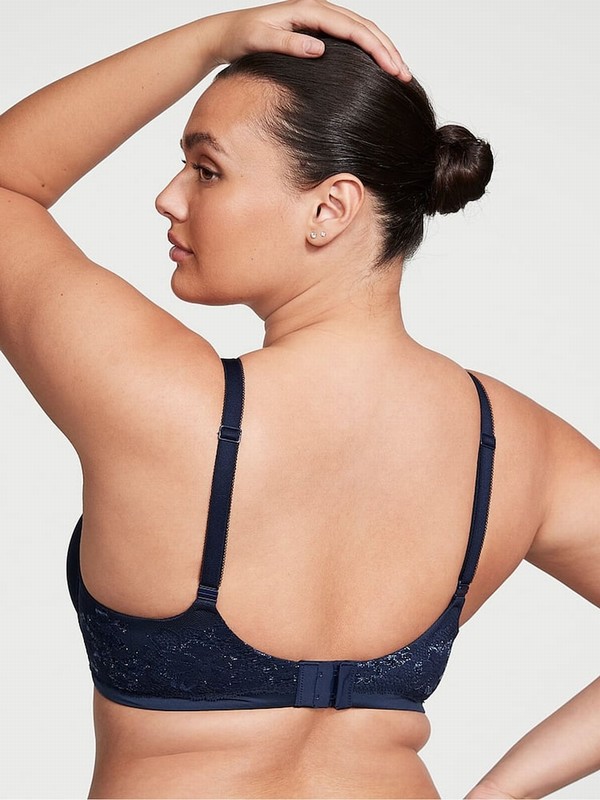 Navy / Blue Victoria Secret Noir Lace Full Cup Push Up Bras | RQZSF9247