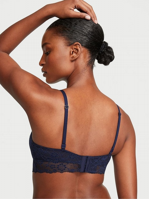 Navy / Blue Victoria Secret Noir Posey Lacelette Bras | RSUZJ7392