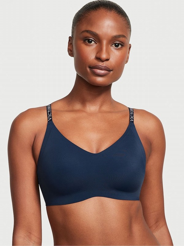 Navy / Blue Victoria Secret Noir Silicone Lightly Lined Loungelette Bras | HVCKD5214