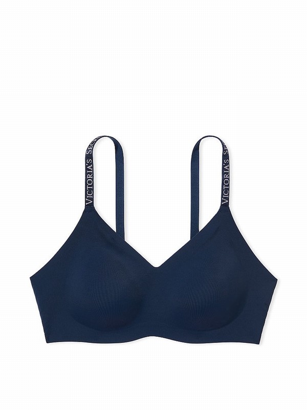 Navy / Blue Victoria Secret Noir Silicone Lightly Lined Loungelette Bras | HVCKD5214