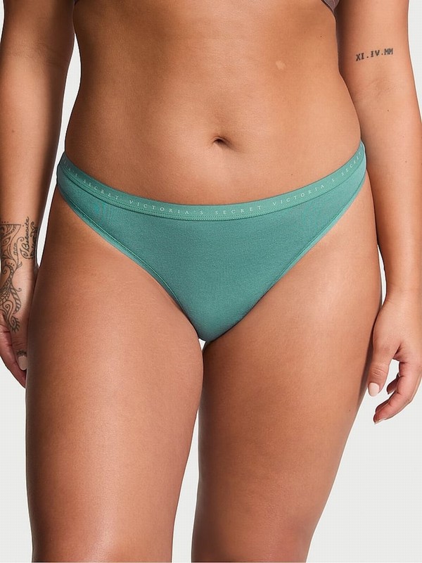 Olive / Blue Victoria Secret French Sage Thong Underwear | YRXWD7693