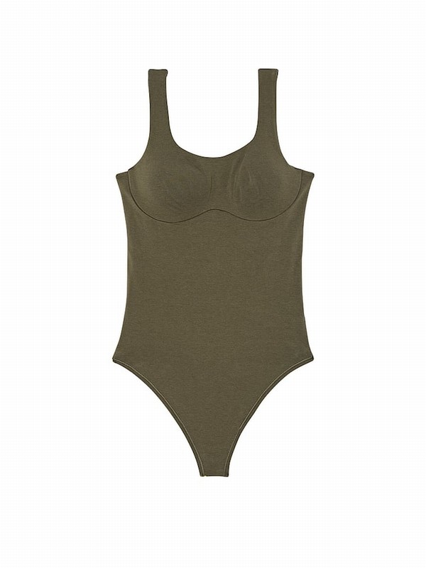 Olive / Green Victoria Secret Cotton Bodysuit Lingerie | PZWNV9647