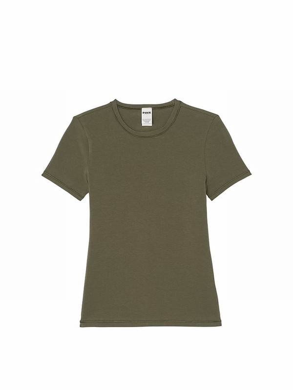 Olive / Green Victoria Secret Cotton T Shirts | GDETW4237