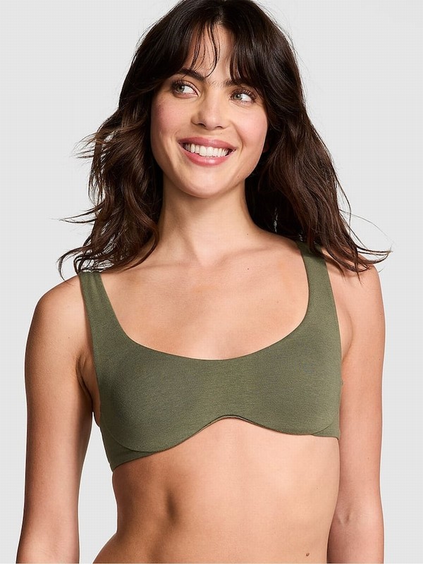 Olive / Green Victoria Secret Cotton Unlined WiBralette Bras | PRQUY9730